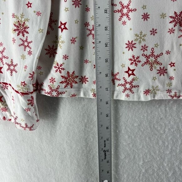 American Girl Pajama Top Girls Sz XL (16/18) White Snowflakes Button-Up Collared - Picture 5 of 12